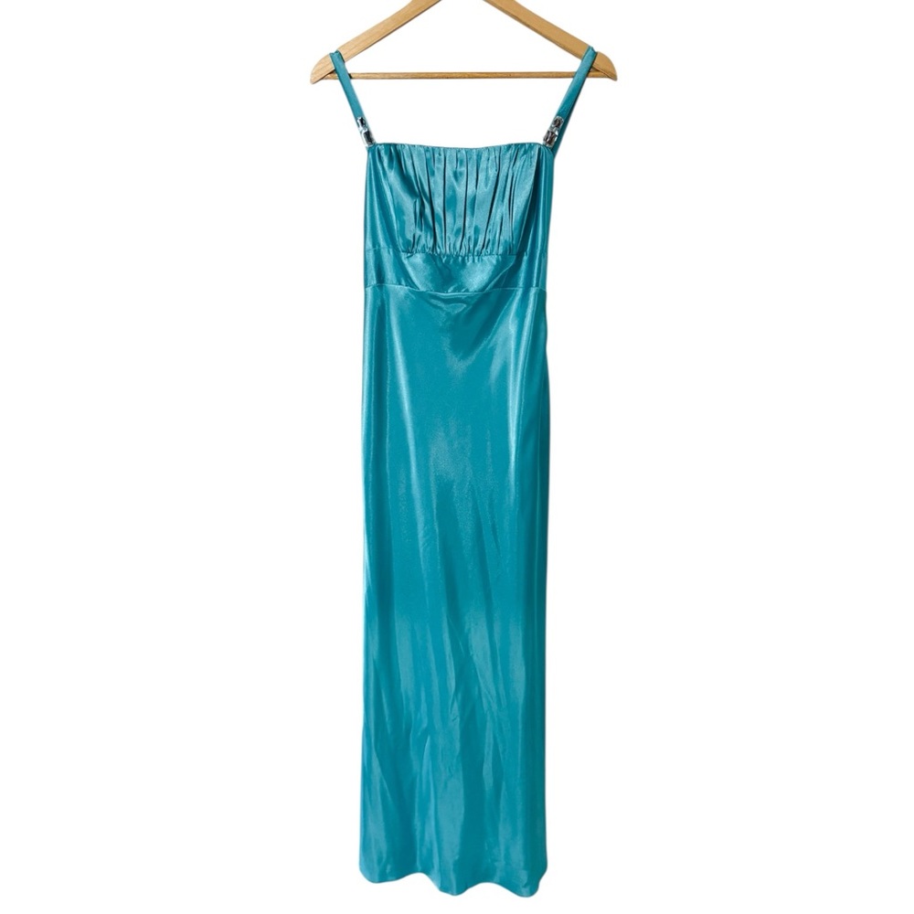 NWT JESSICA MCCLINTOCK FOR GUNNE SAX Dress Aqua Blue with Rhinestone Accents Y2K